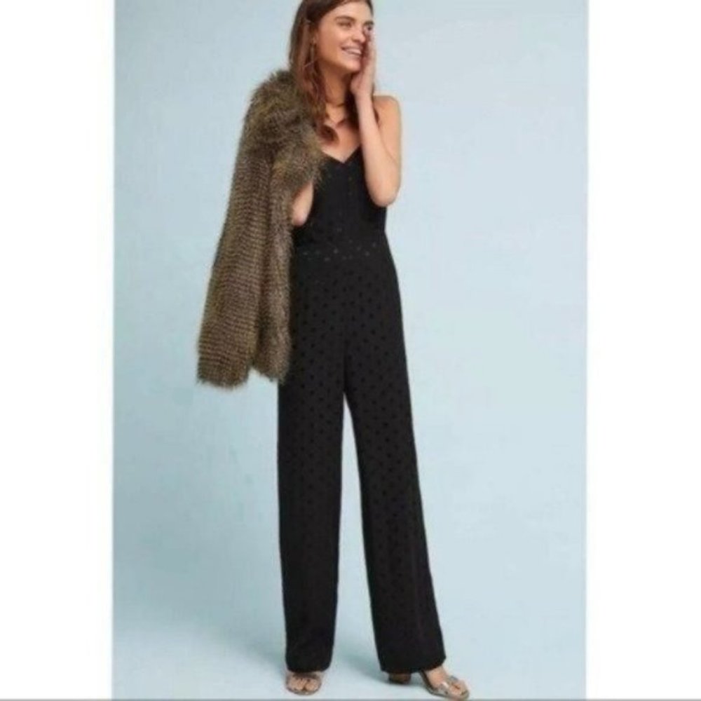 Anthropologie Polka Dot Jumpsuit Black Size 0